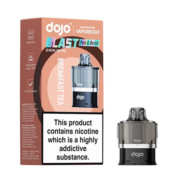 Dojo Blast 6000 Refill Pods breakfast tea with packaging on a white background - uk vape sales