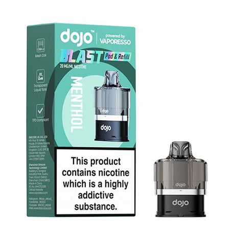Dojo Blast 6000 Refill Pods menthol with packaging on a white background - uk vape sales