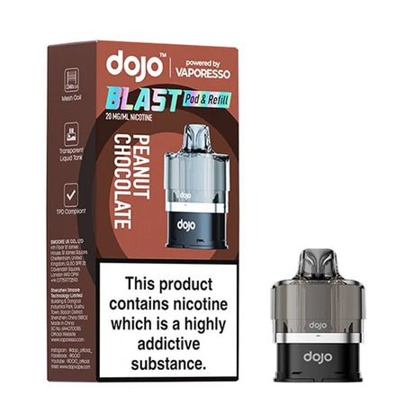 Dojo Blast 6000 Refill Pods peanut chocolate with packaging on a white background - uk vape sales