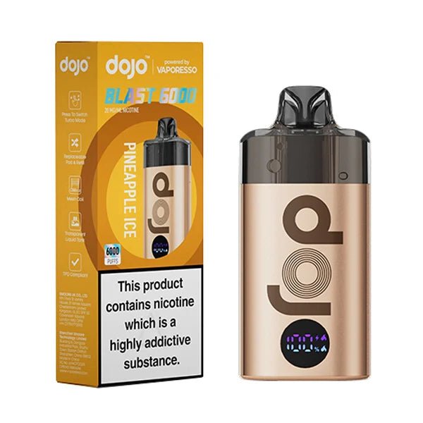 Dojo Blast 6000 Vape Kit pineapple ice device and packaging on a white background - uk vape sales