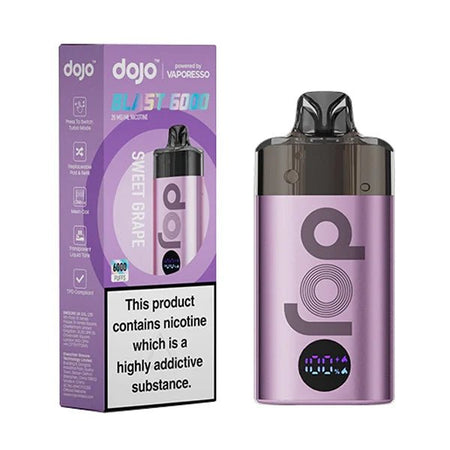 Dojo Blast 6000 Vape Kit sweet grape device and packaging on a white background - uk vape sales