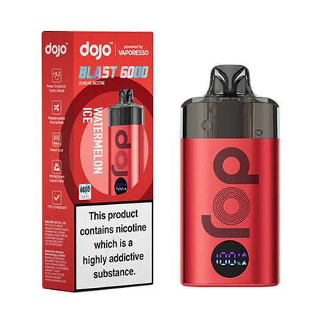 Dojo Blast 6000 Vape Kit watermelon ice device and packaging on a white background - uk vape sales