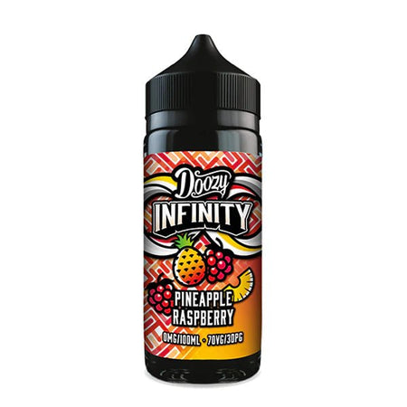 Doozy Infinity E-Liquid pineapple raspberry 100ml shortfill bottle on white background - uk vape sales