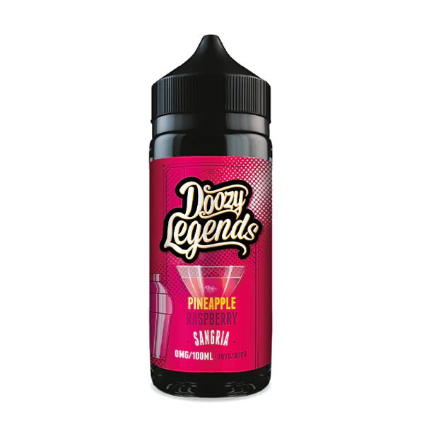Doozy Legends E-Liquid pineapple raspberry sangria 100ml shortfill bottle on white background - uk vape sales