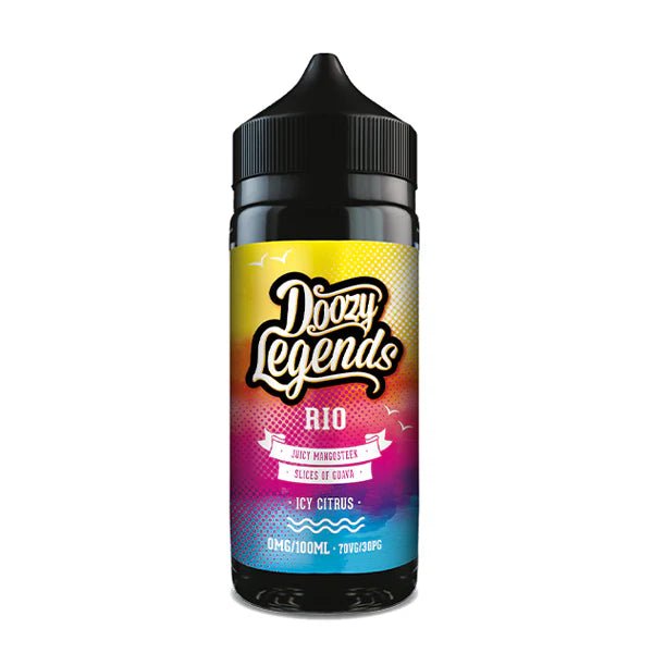 Doozy Legends E-Liquid rio 100ml shortfill bottle on white background - uk vape sales
