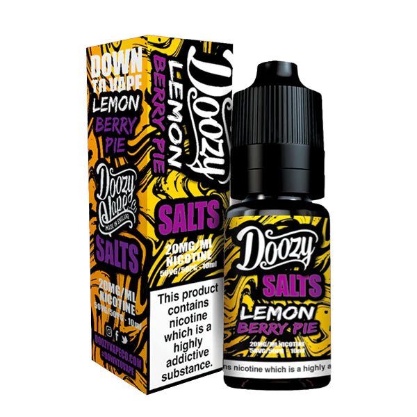 Doozy Nic Salts lemon berry pie 10ml nic salt bottle and packaging on a white background - uk vape sales