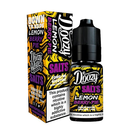 Doozy Nic Salts lemon berry pie 10ml nic salt bottle and packaging on a white background - uk vape sales