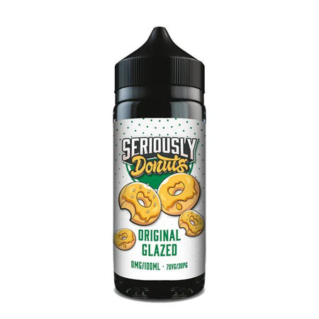 Seriously Donuts E-Liquid original glazed 100ml shortfill bottle on white background - uk vape sales