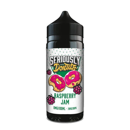 Seriously Donuts E-Liquid raspberry jam 100ml shortfill bottle on white background - uk vape sales