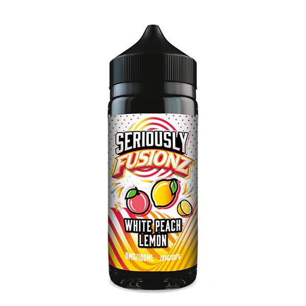 Doozy Seriously Fusionz E-Liquid white peach lemon 100ml shortfill bottle on white background - UK vape sales