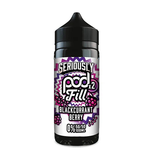 Doozy Seriously Pod Fill X2 E-Liquid blackcurrant berry 100ml shortfill bottle on white background - UK vape sales