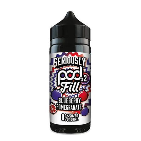 Doozy Seriously Pod Fill X2 E-Liquid blueberry pomegranate 100ml shortfill bottle on white background - UK vape sales