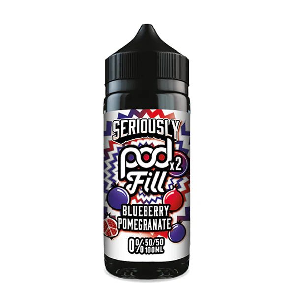 Doozy Seriously Pod Fill X2 E-Liquid blueberry pomegranate 100ml shortfill bottle on white background - UK vape sales