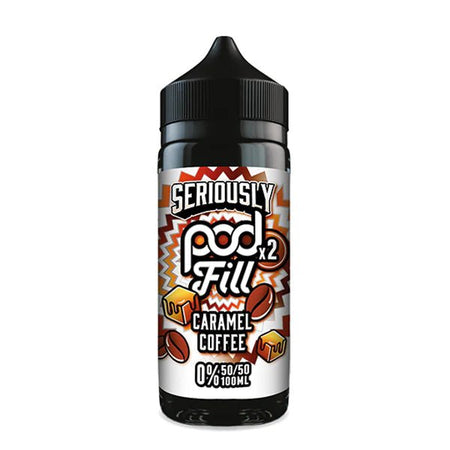Doozy Seriously Pod Fill X2 E-Liquid caramel coffee 100ml shortfill bottle on white background - UK vape sales