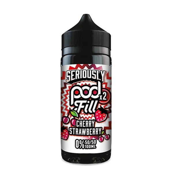 Doozy Seriously Pod Fill X2 E-Liquid cherry strawberry 100ml shortfill bottle on white background - UK vape sales