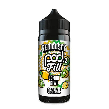 Doozy Seriously Pod Fill X2 E-Liquid lemon kiwi 100ml shortfill bottle on white background - UK vape sales