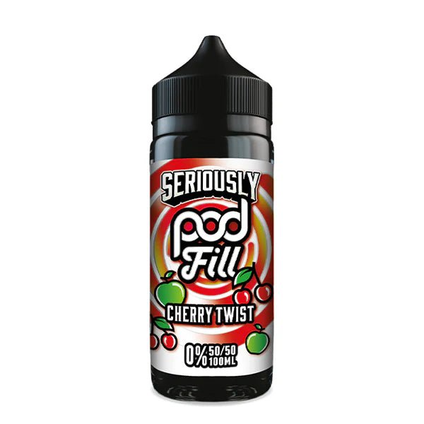 Seriously Pod Fill E-Liquid cherry twist shortfill bottle on a white background - UK vape sales