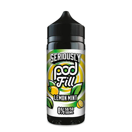 Seriously Pod Fill E-Liquid lemon mint shortfill bottle on a white background - UK vape sales