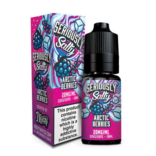 Doozy Seriously Nic Salts arctic berries 10ml nic salt bottle with packaging on white background - uk vape sales