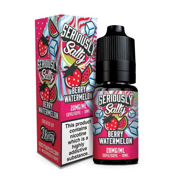 Doozy Seriously Nic Salts berry watermelon 10ml nic salt bottle with packaging on white background - uk vape sales