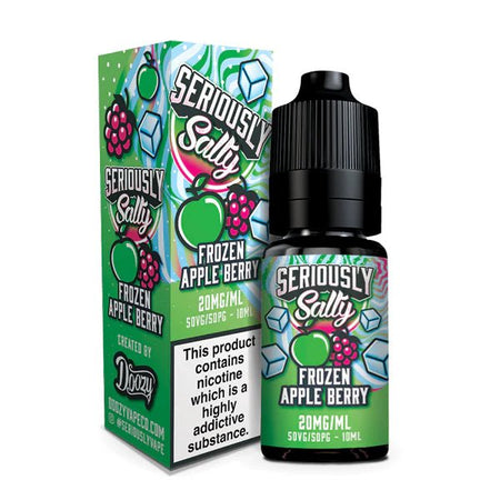 Doozy Seriously Nic Salts frozen apple berry 10ml nic salt bottle with packaging on white background - uk vape sales