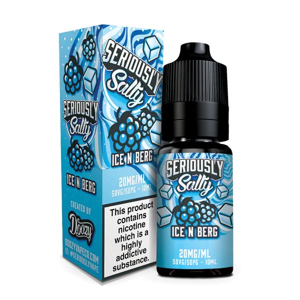 Doozy Seriously Nic Salts ice n berg 10ml nic salt bottle with packaging on white background - uk vape sales