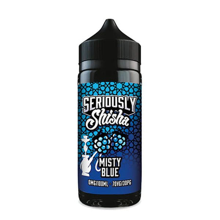 Seriously Shisha E-Liquid misty blue 100ml shortfill bottle on white background - uk vape sales