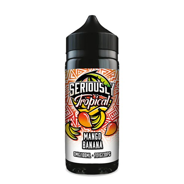 Doozy Seriously Tropical E-Liquid mango banana 100ml bottle on white background - uk vape sales