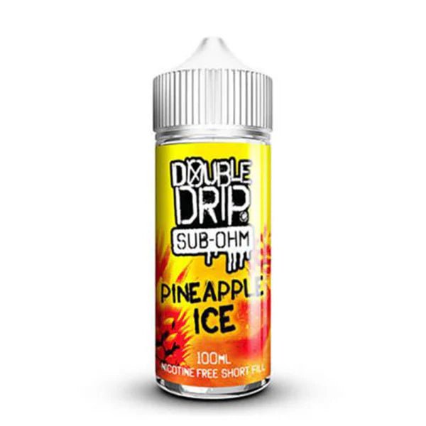 Double Drip 100ml E-Liquid pineapple ice 100ml shortfill bottle on white background - UK vape sales