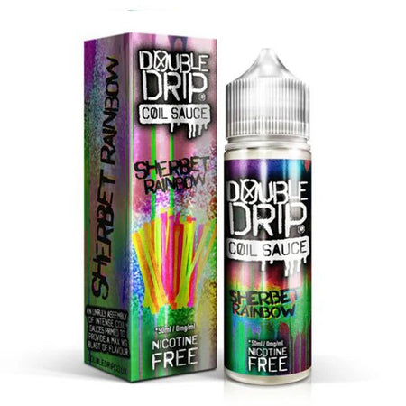 Double Drip 50ml E-Liquid sherbet rainbow 50ml shortfill bottle with box on white background - UK vape sales