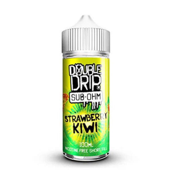 Double Drip 100ml E-Liquid strawberry kiwi 100ml shortfill bottle on white background - UK vape sales