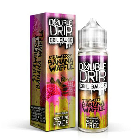 Double Drip 50ml E-Liquid strawberry banana waffle 50ml shortfill bottle with box on white background - UK vape sales