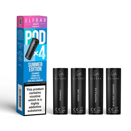 Elf Bar 4 in 1 Refill Pods summer edition with packaging on a white background - uk vape sales