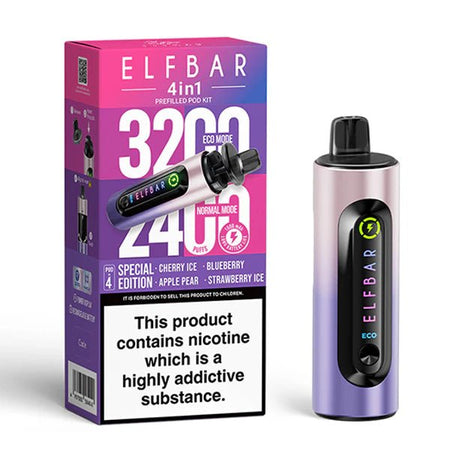 Elf Bar 4 in 1 Vape Kit special edition device and packaging on a white background - uk vape sales