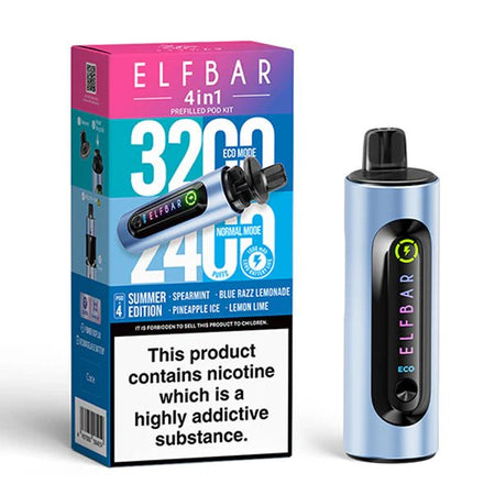 Elf Bar 4 in 1 Vape Kit summer edition device and packaging on a white background - uk vape sales