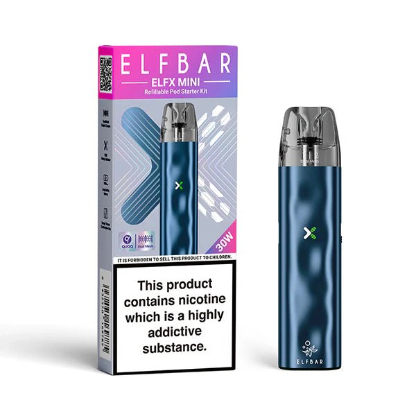 Elfbar ELFX Mini Vape Kit Ocean pod Kit With Packaging On White Background - UK Vape Sales