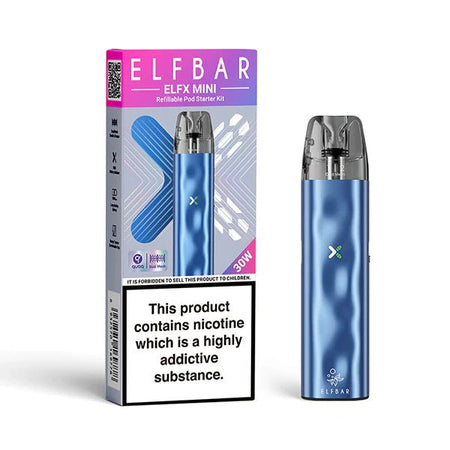 Elfbar ELFX Mini Vape Kit Sky pod Kit With Packaging On White Background - UK Vape Sales