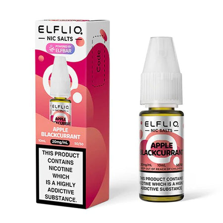 Elf bar ELFLIQ Nic Salts apple blackcurrant 10ml nic salt bottle with box on white background - uk vape sales