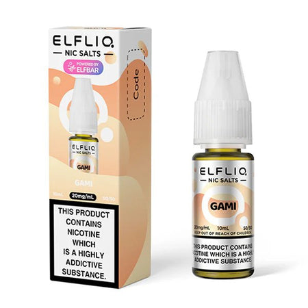 Elf bar ELFLIQ Nic Salts gami 10ml nic salt bottle with box on white background - uk vape sales