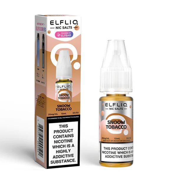 Elf bar ELFLIQ Nic Salts snoow tobacco 10ml nic salt bottle with box on white background - uk vape sales