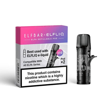 Elfliq Elfa Refillable Pods 1.1 Ohm Refillable Pod With Packaging on White Background - UK Vape Sales