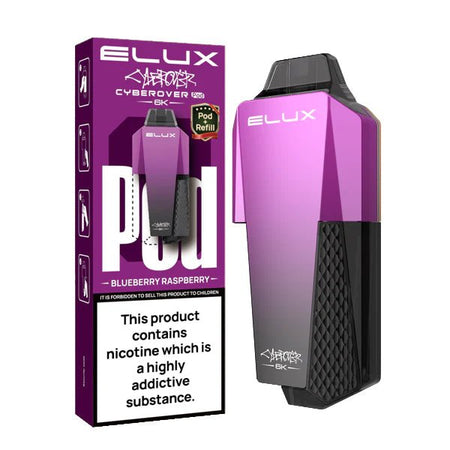 Elux Cyberover 6K Refill Pods blueberry raspberry with packaging on a white background - uk vape sales