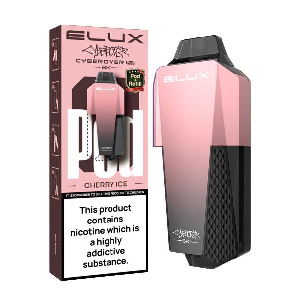 Elux Cyberover 6K Refill Pods cherry ice with packaging on a white background - uk vape sales