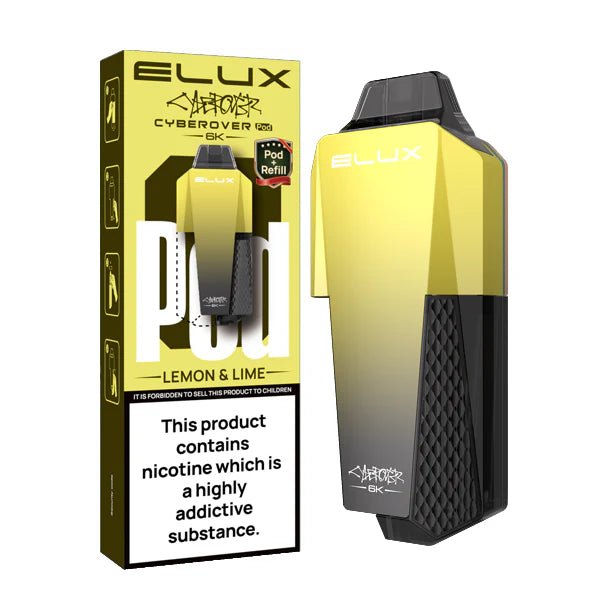 Elux Cyberover 6K Refill Pods lemon & lime with packaging on a white background - uk vape sales