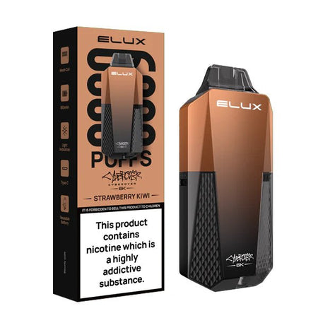 Elux cyberover 6k vape kit strawberry kiwi device and packaging on a white background - uk vape sales