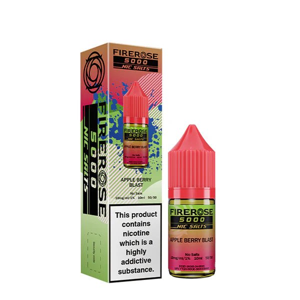 Elux Firerose Nic Salts apple berry blast 10ml nic salt bottle with packaging on white background - uk vape sales