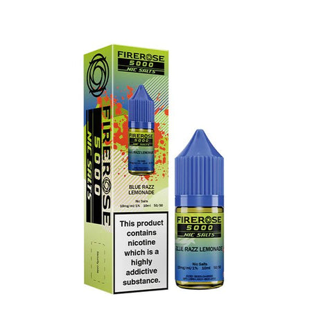 Elux Firerose Nic Salts blue razz lemonade 10ml nic salt bottle with packaging on white background - uk vape sales