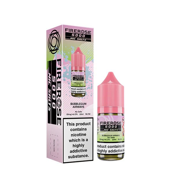 Elux Firerose Nic Salts bubblegum airways 10ml nic salt bottle with packaging on white background - uk vape sales