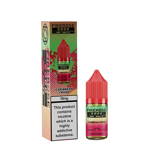 Elux Firerose Nic Salts caribbean crush 10ml nic salt bottle with packaging on white background - uk vape sales
