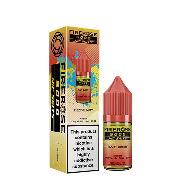 Elux Firerose Nic Salts fizzy gummy 10ml nic salt bottle with packaging on white background - uk vape sales